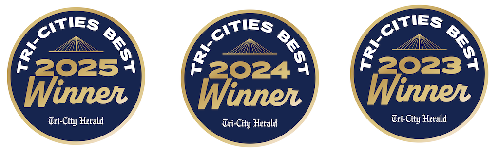 Tri-Cities Best Real Estate Team logos 2025, 2024, and 2023 for Krista Hopkins Homes winning best real estate team