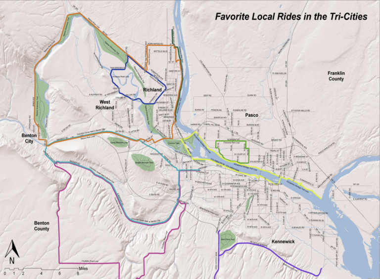 Map of Tri-cities Favorite Bike Trails